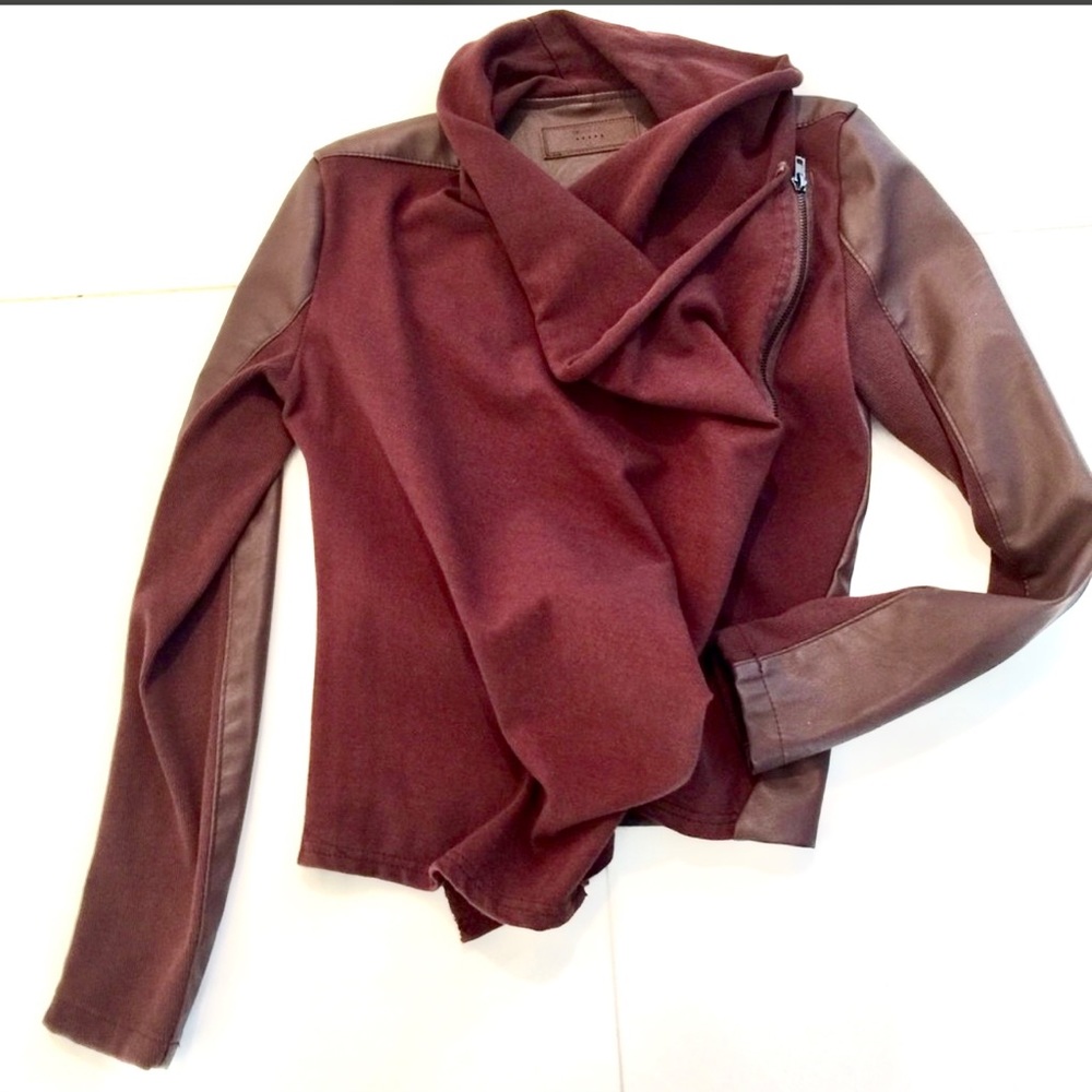 BlankNYC burgundy vegan leather cotton jacket, S